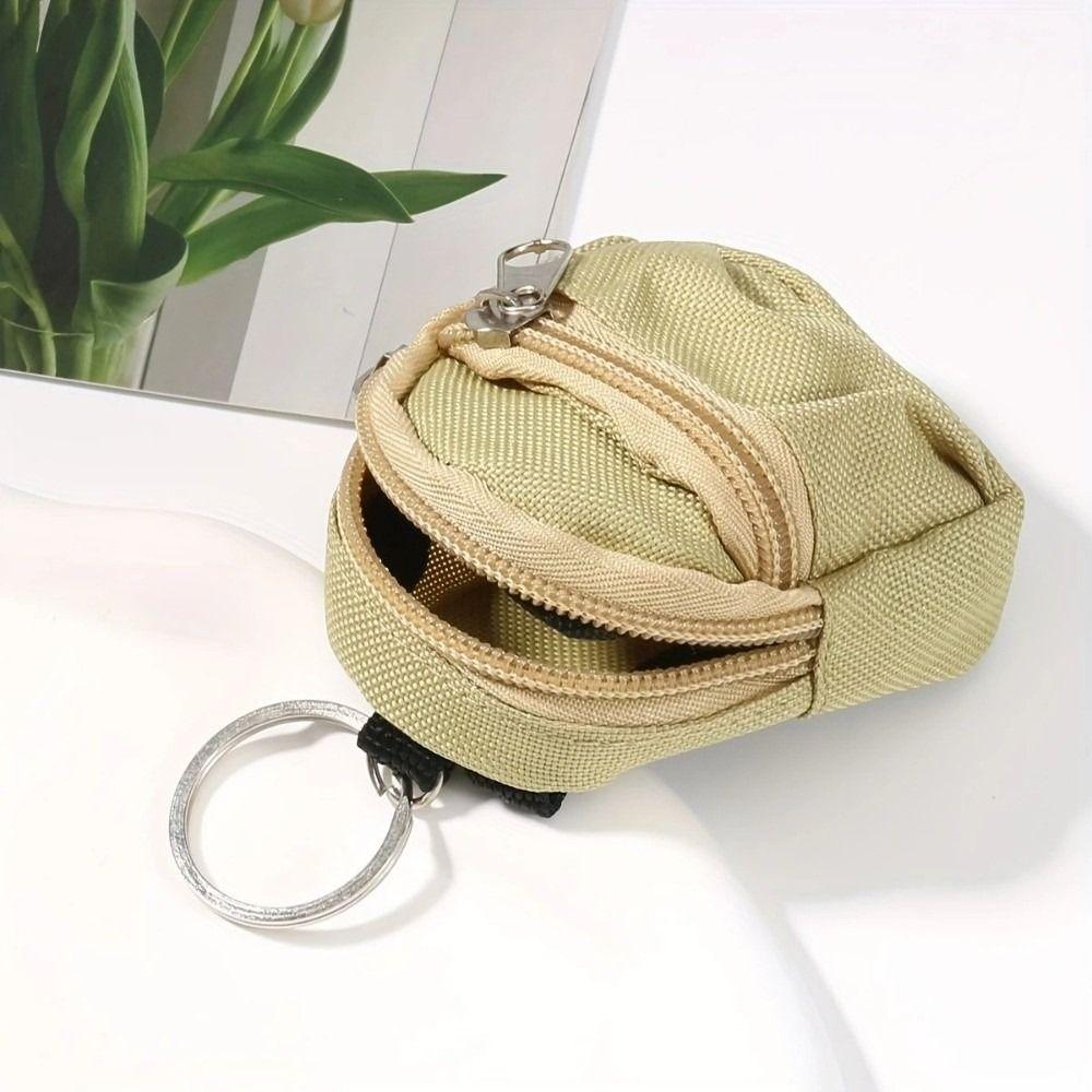 Metal Key Ring Zipper Coin Pouch Nylon Keychain Pouch New Mini Storage Bag Key Organizer