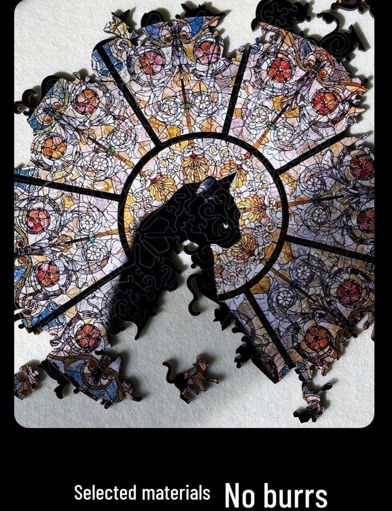 Church Cat Wooden Irregular Jigsaw Puzzle, 372 Pieces - High-Quality Adult Educational Gift