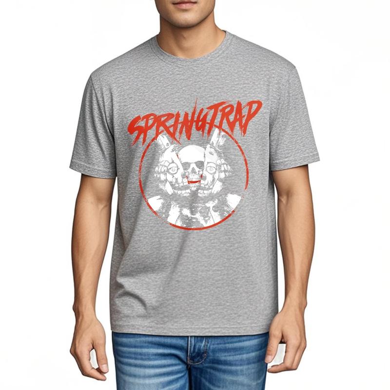 Unisexs Tshirt Quickdry Cheap Tshirt Springtrap Skull In Orange Circle Adult Minimalist Tshirt Minimalist Short Sleeve Shirt