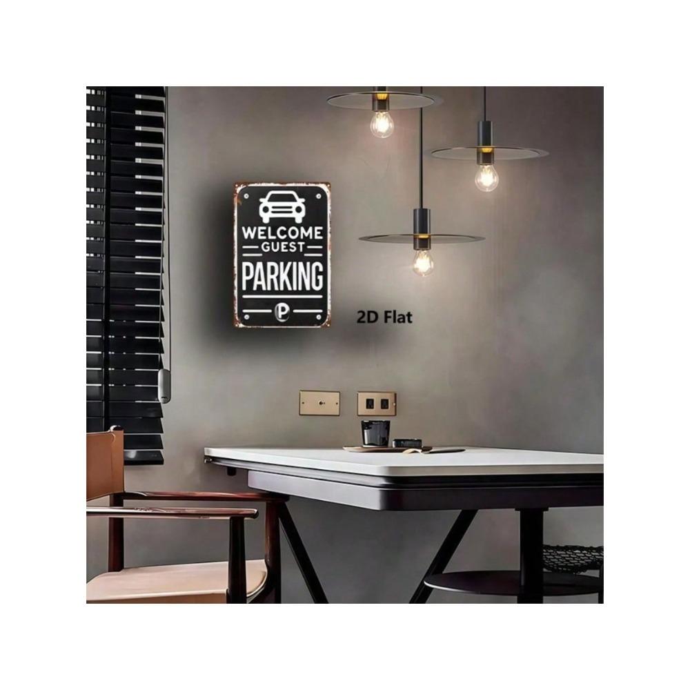 Señal de Estacionamiento Metálica Vintage Decoración de Pared de Coche Clásico para Garaje