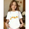 Europäische Größen Mädchen Kurzarm-T-Shirt mit Goldfisch-Print - Mittlere Dehnbarkeit Rundhals-Blusen-kompatibles Oberteil