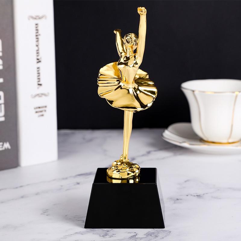 Metal Handicrafts Simulation Figure Sculptures Ballet Figures Dancing Girls Golden Statues Ballet Dance  Home Decoration