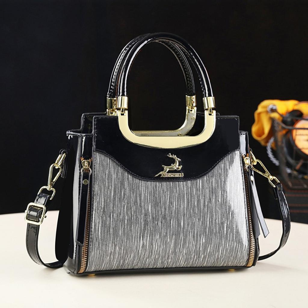 2026 New Shiny Leather Handbag for Women  Fashionable and Versatile Single Shoulder Crossbody Bag
