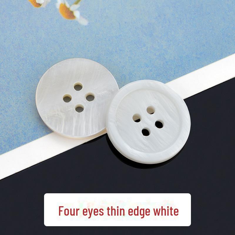 Shell and Round Knit White Sweater Cardigan with Four-hole Buttons