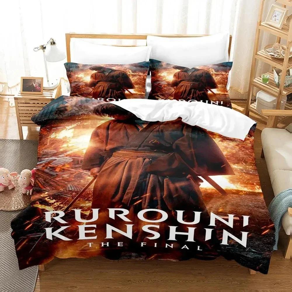 Anime Rurouni Kenshin Bedding Set Boys Girls Twin Queen Size Duvet Cover Pillowcase Bed Kids Adult Fashion Home Textileextile