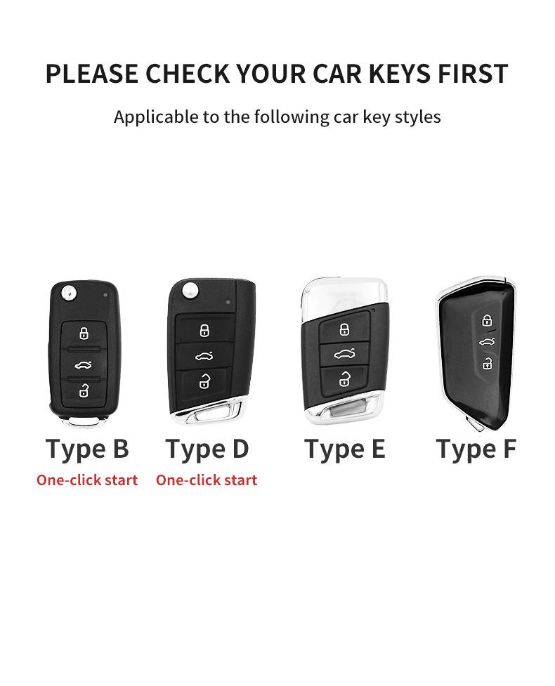 Volkswagen Schlüsselhüllen - Echtes Leder für Teramont, Tiguan L, Tayron, Sagitar, Tharu, Bora, Passat, Magotan und CC Modelle.