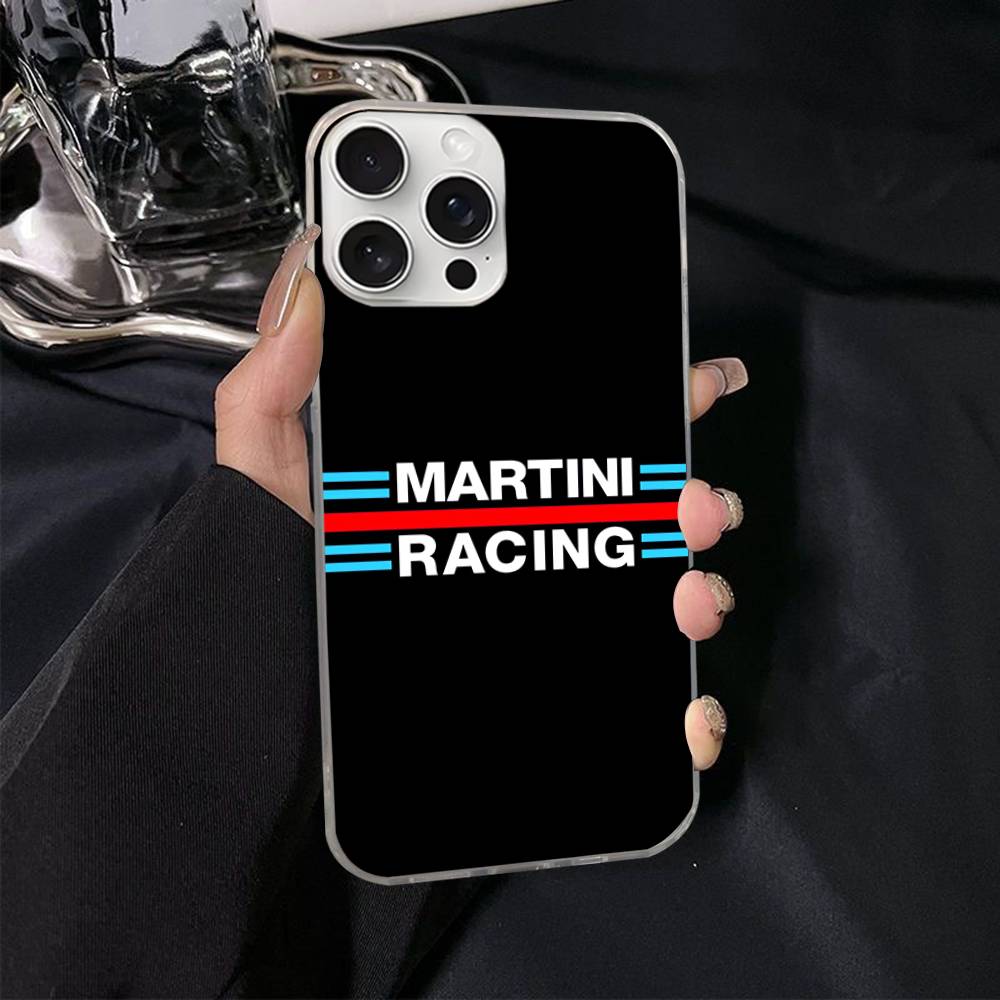 

M-Martini Racing Horizontal Stripe Phone Case For IPhone 17 16 15 14 13 12 11 Plus Pro Max Satin Colorful Glossy Cover iPhone 14 Pro