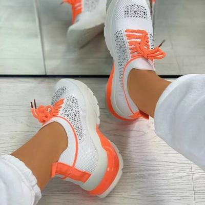 Fashion Breathable Casual Mesh Ladies Flat Shoes 2024Fashion Female Footwear Vulcanized Shoes For Women Light Sneakers Lace Up Knitting