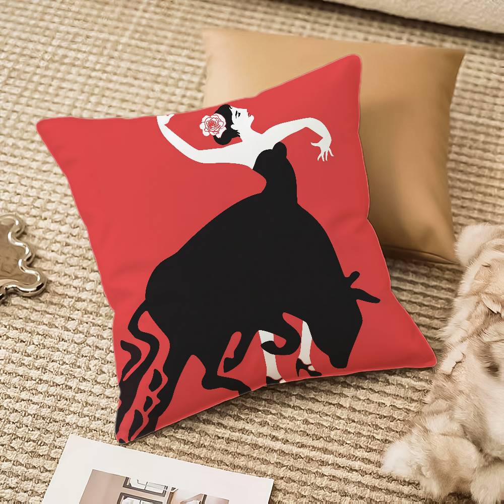 

Spanish Running Of The Bulls Pillow Case Anti-dustmite Invisible Zipper Sofa Bed 12x12Inch