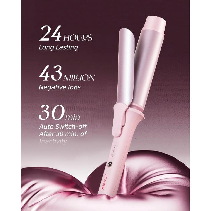 Large Hair Curling Wand, 1.6 Inch Big Barrel Curling Iron, 40 Million Ionic Ceramic Curler with 3 Temp, Auto Shut-Off, Long Barrel Curling Wand for