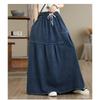 DIMANAF 2026 Autumn Winter Women Plus Size Denim Long Skirts Trousers Bottoms Cotton Loose Casual Oversize Denim Blue Skirt