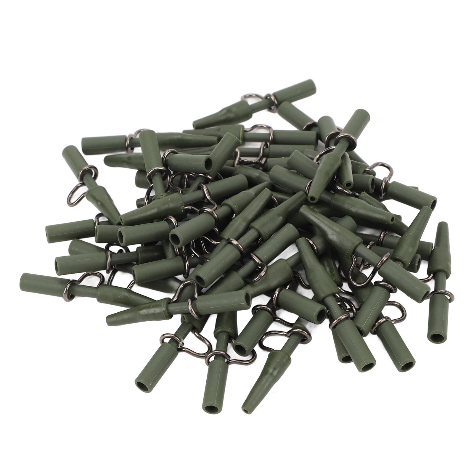 

50PCS Fishing Terminal Tackle Safety Clips Plastic Iron Anti Tangle Carp Fishing Tackle Tools for Line Fixing Green
