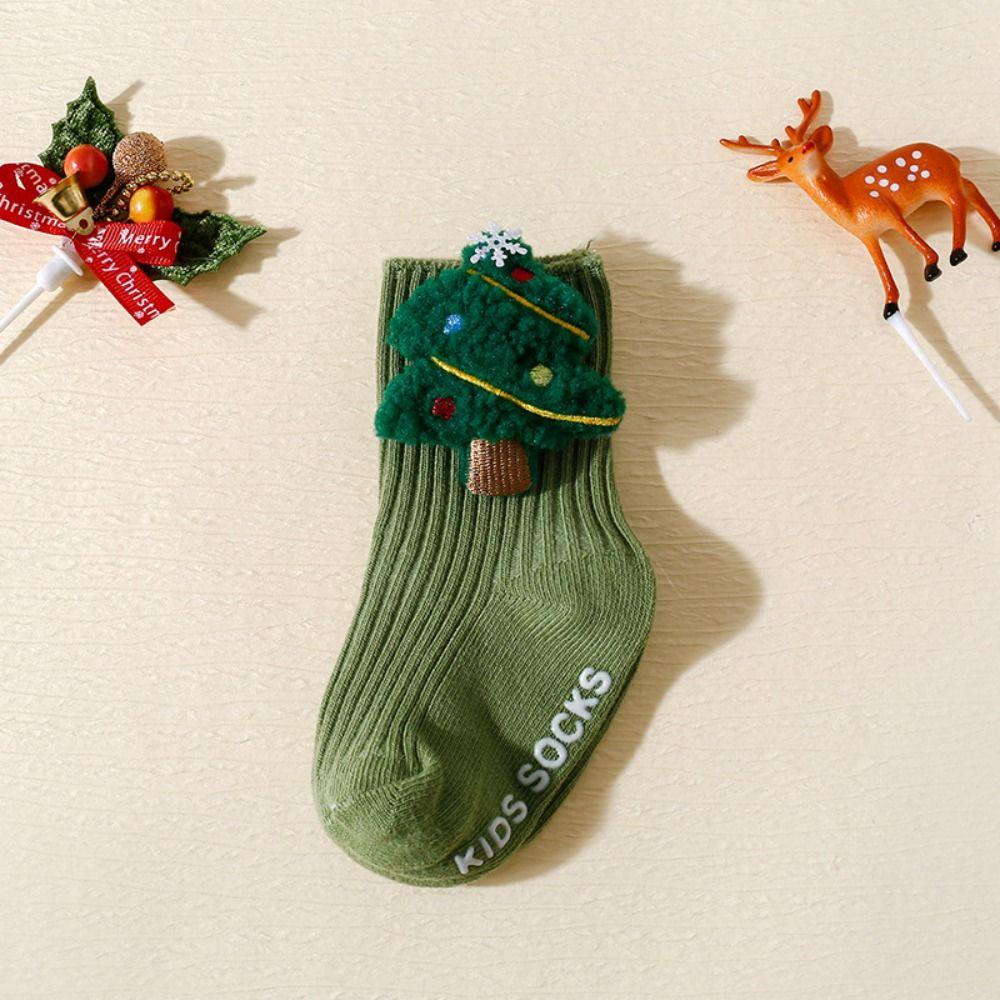 Cute Soft Christmas Baby Socks Anti Slip Thicken Newborn Floor Socks Cotton Middle Tube New Year Toddler Socks Kids