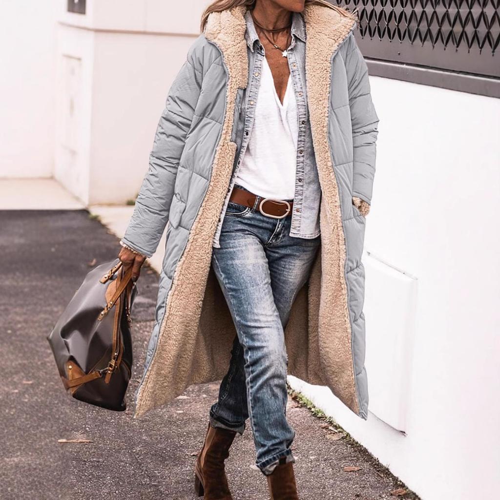 New Women's Cotton Clothes Hooded Double-sided Wear Long Coat Coat