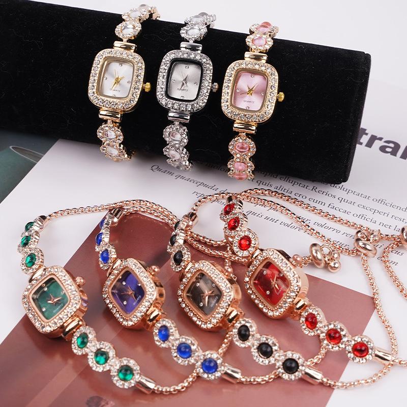 Elegant Small Dial Square Watch Rhinestone Design Women Bracelet Watches Luxury Drawstring Bracelet Female Clock Reloj Mujer