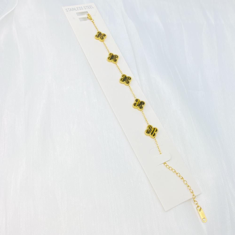 13mm Non-Fading Stainless Steel Four-Leaf Clover Bracelet for Women - Fresh Style