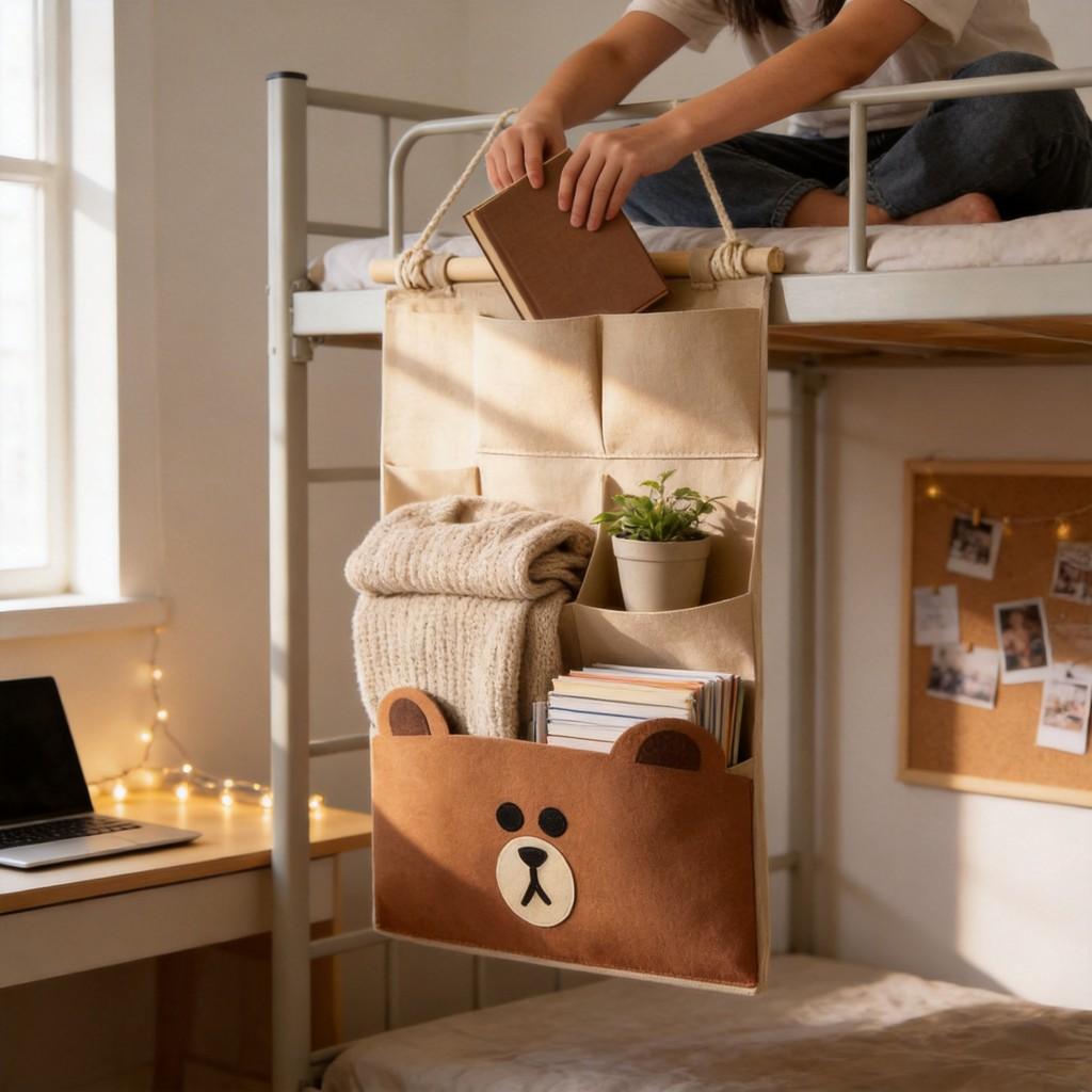 Bear Cartoon Wall Hanging Storage Bag For Bedroom Organizer And Multipurpose Use