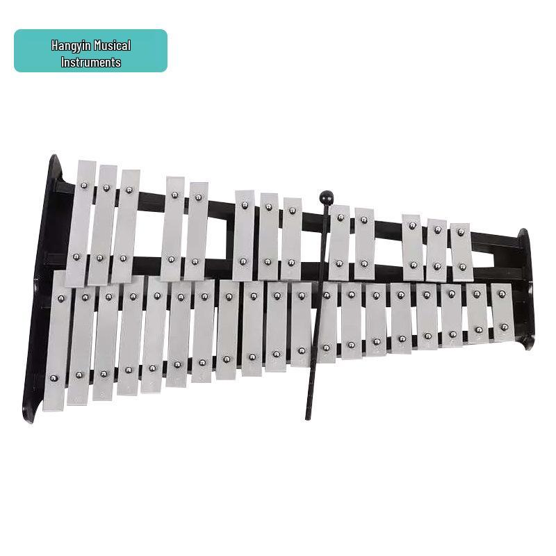 32-Tone Aluminum Glockenspiel Portable Orff Percussion Instrument: Folding Steel Plate Hand-Knocked Piano