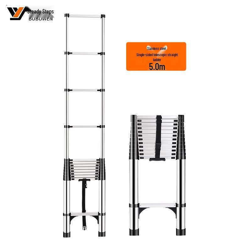 BUBUWEN Stainless Steel Telescopic Straight Ladder