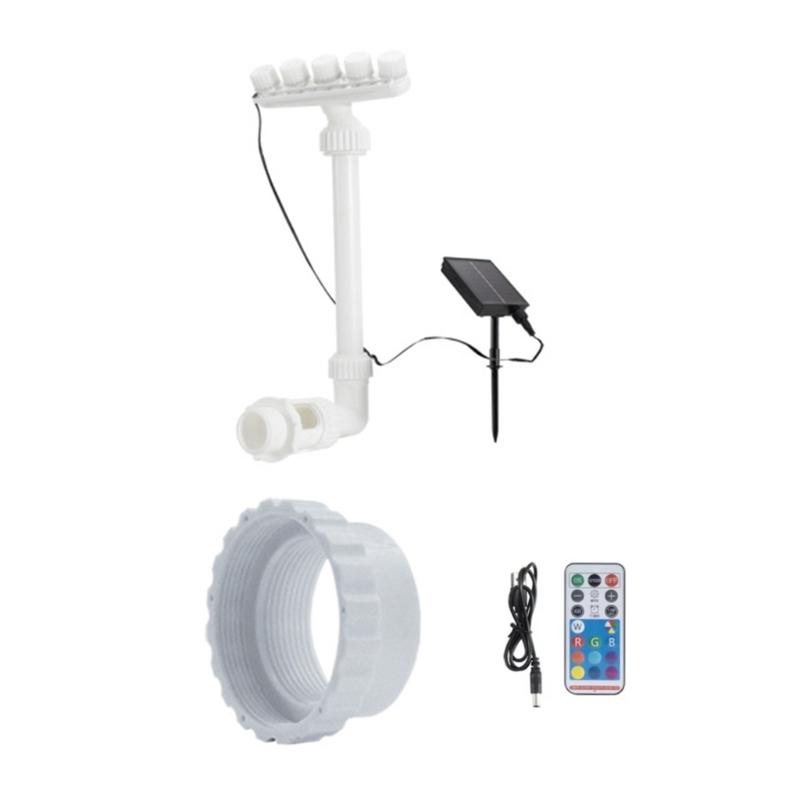 Solar Pool Fountains with 7 Color LED Lights 360 Degree Pool Waterfall Sprinkler Rechargeable Outdoor Pond Water Fountains