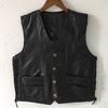 Classic Motorcycle Leather Vest, Men's Vest, Leather Jacket, Cycling Vest, Clean Leather Patchwork