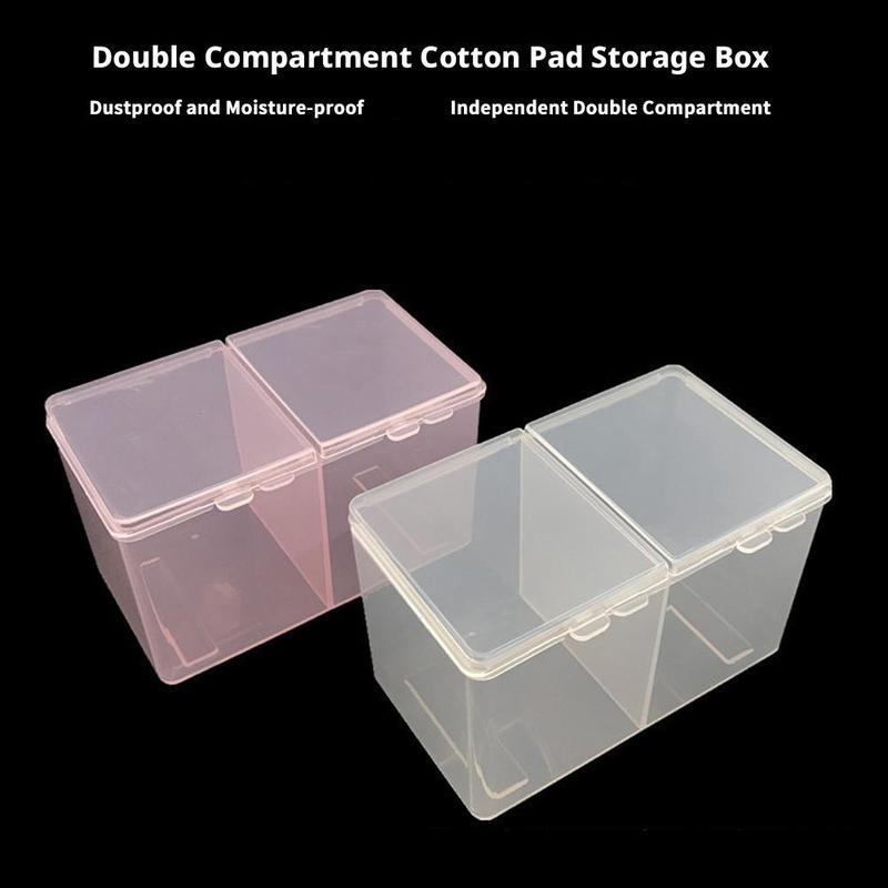 1pc Nail Storage Box Double Grille Dust Proof Belt Cover Cotton Sheet Napkin Storage Box Nail Accessories Finishing