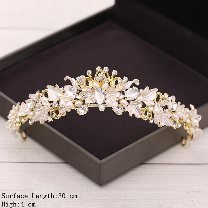 Corona Nuziale Accessori per Capelli Matrimonio d'Oro Strass di Cristallo Tiara e Corone da Sposa Accessorio per Capelli Diadema Ornamento per Capelli