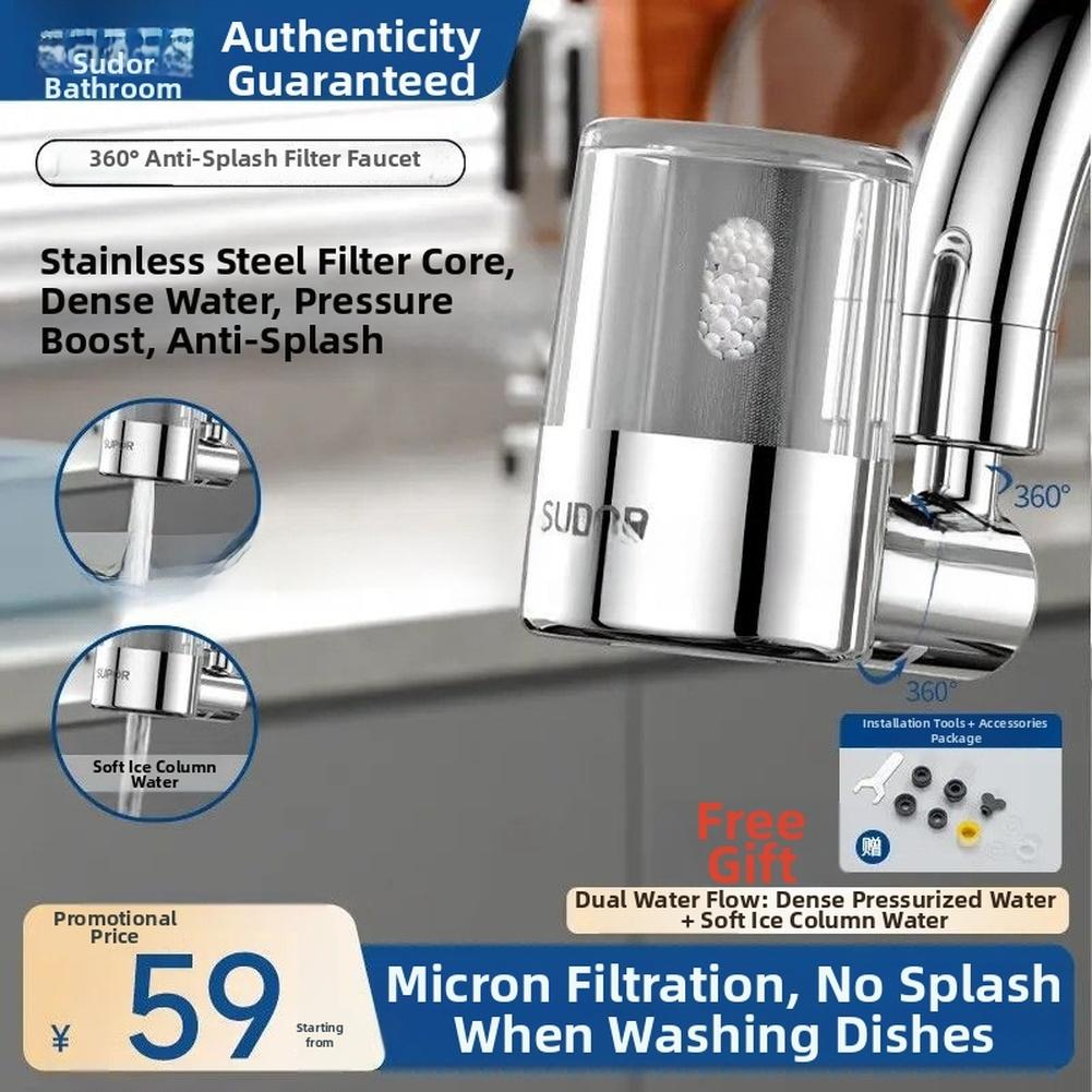 Dual-mode Operation Faucet Extender 720° Swivel Stainless Steel Core