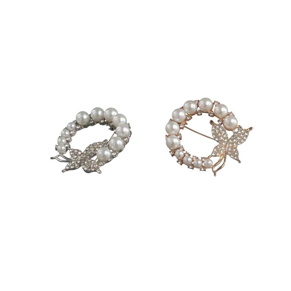 Baroque Circle Butterfly Brooch Elegant Rhinestone Circle Brooches Wreath Butterfly Brooch Girls