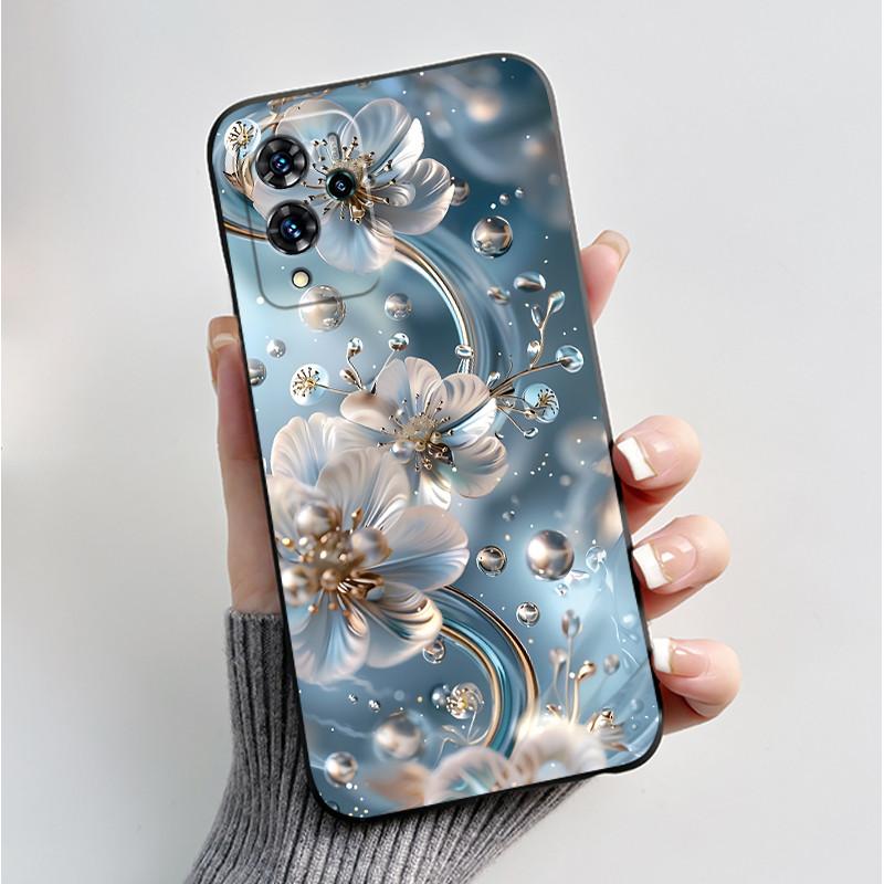 For ZTE V40 Pro 9046 Case Black Jelly Soft Silicone TPU Butterfly Flowers Pattern Phone Casing For ZTE Blade V40 Pro Back Cover