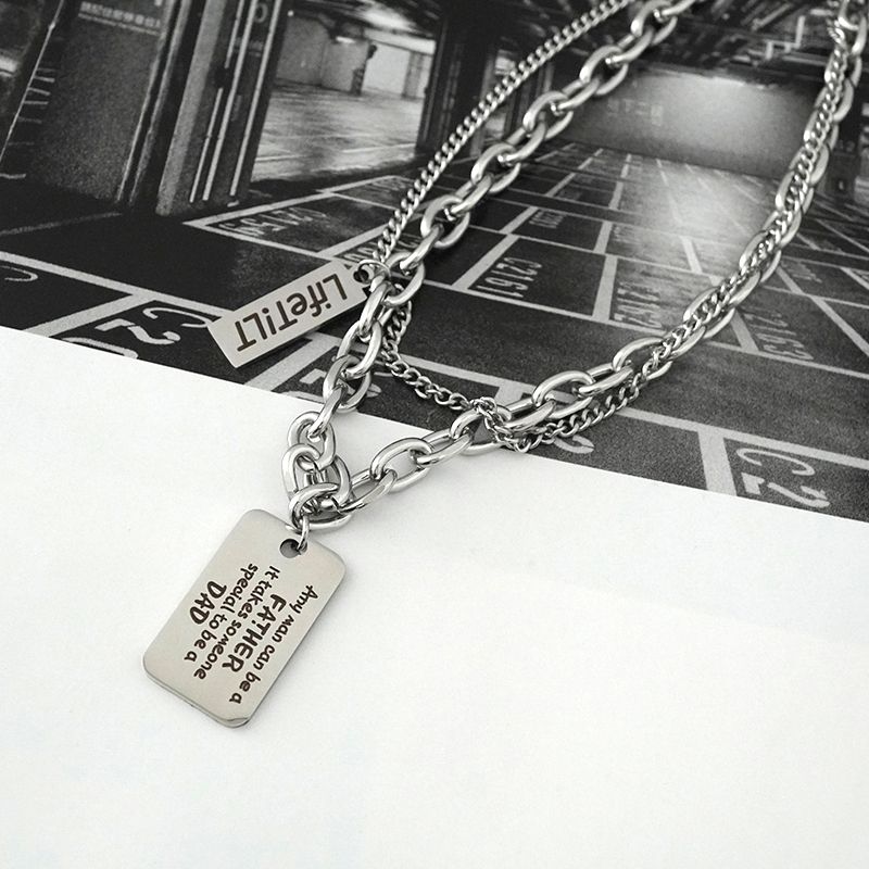 

Кансай Двухслойный Двойной Модный Тренд Ювелирные изделия Квадратная Пластина 42cm + extended chain 5cm