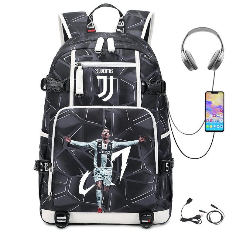 Football Star Cr7 Peripheral Personality Print Youth Backpack Large Capacity Leisure Travel Bag