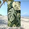 Boho Pink Monstera Leaf Beach Towel Minimalist Tropical Line Art Print Quick Dry Sandproof Absorbent Towel for Beach Vacation