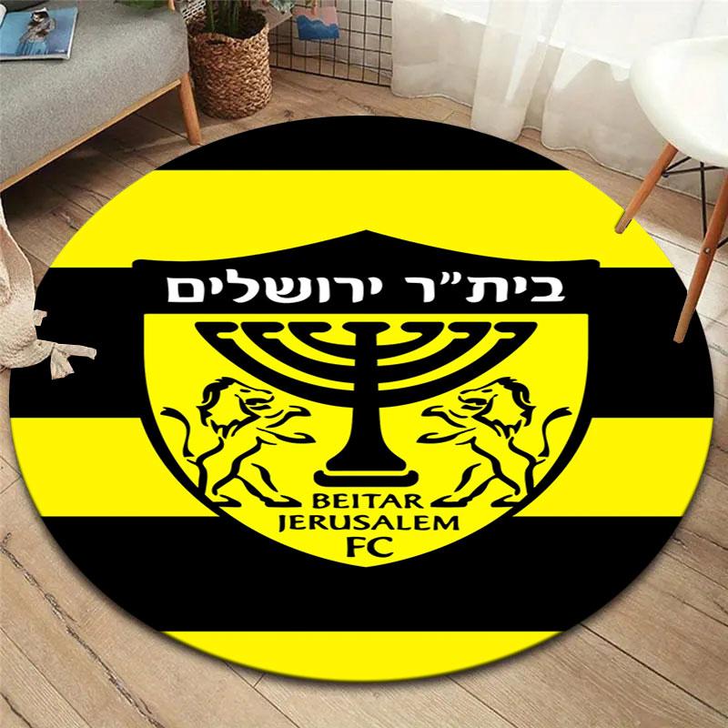 Beitar Jerusalem F.C Runder Teppich, Teppich für Wohnzimmer Schlafzimmer Sofa Spielzimmer Dekoration, Rutschfeste Fußmatte