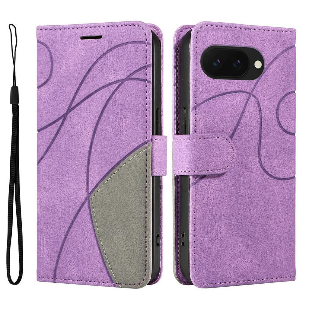 For Google Pixel 9a Leather Case Wallet Stand Color Splicing Phone Cover