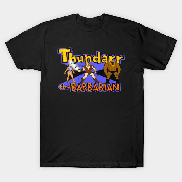 Men Black Print T-shirt Thundarr The Barbarian Vintage No-Cut Transfer Paper Print Cotton Tshirt S чёрный