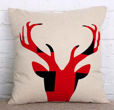 Christmas Deer Series Pattern Throw Pillow Cover With Short Plush Print Living Room Sofa Decoration Cushion Cover Pillow Covers
