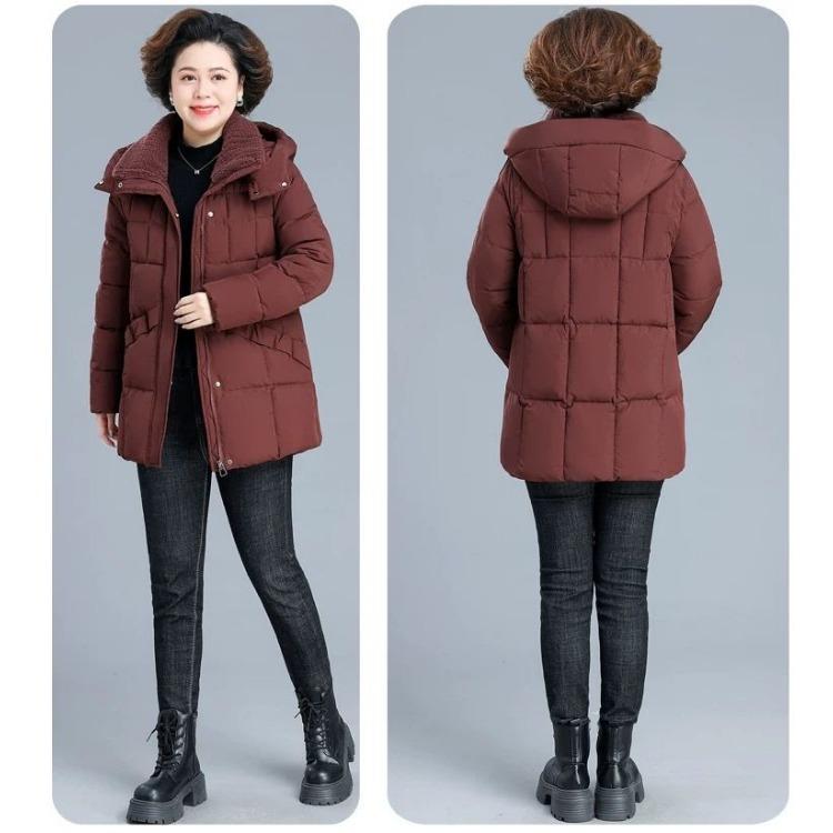 Verdickte, mit Baumwolle gefütterte Winterjacke für Frauen mittleren Alters, langer Daunenmantel für zusätzliche Wärme