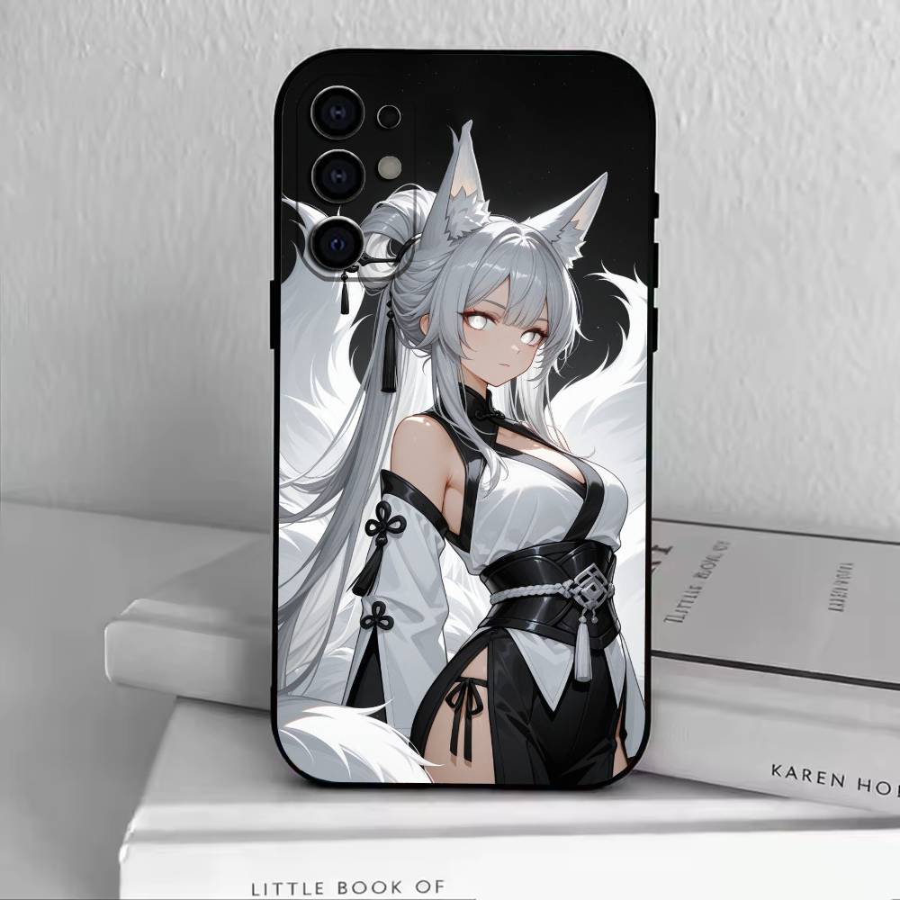 Fox Girl  Phone Case Black Silicone Soft For Samsung S25,S24,S21,S22,S23,S30,Ultra,S20,Plus,Fe,Lite