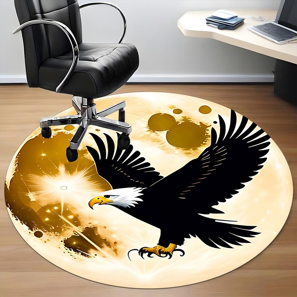 1pc Eagle Moon Chair Carpet for Office, Soft, Non Slip Polyester Mat, Office, Entryway, Living Room, Bedroom