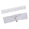 White Lace Leg Garter Rhinestone Elegant Garters Set for Wedding Prom