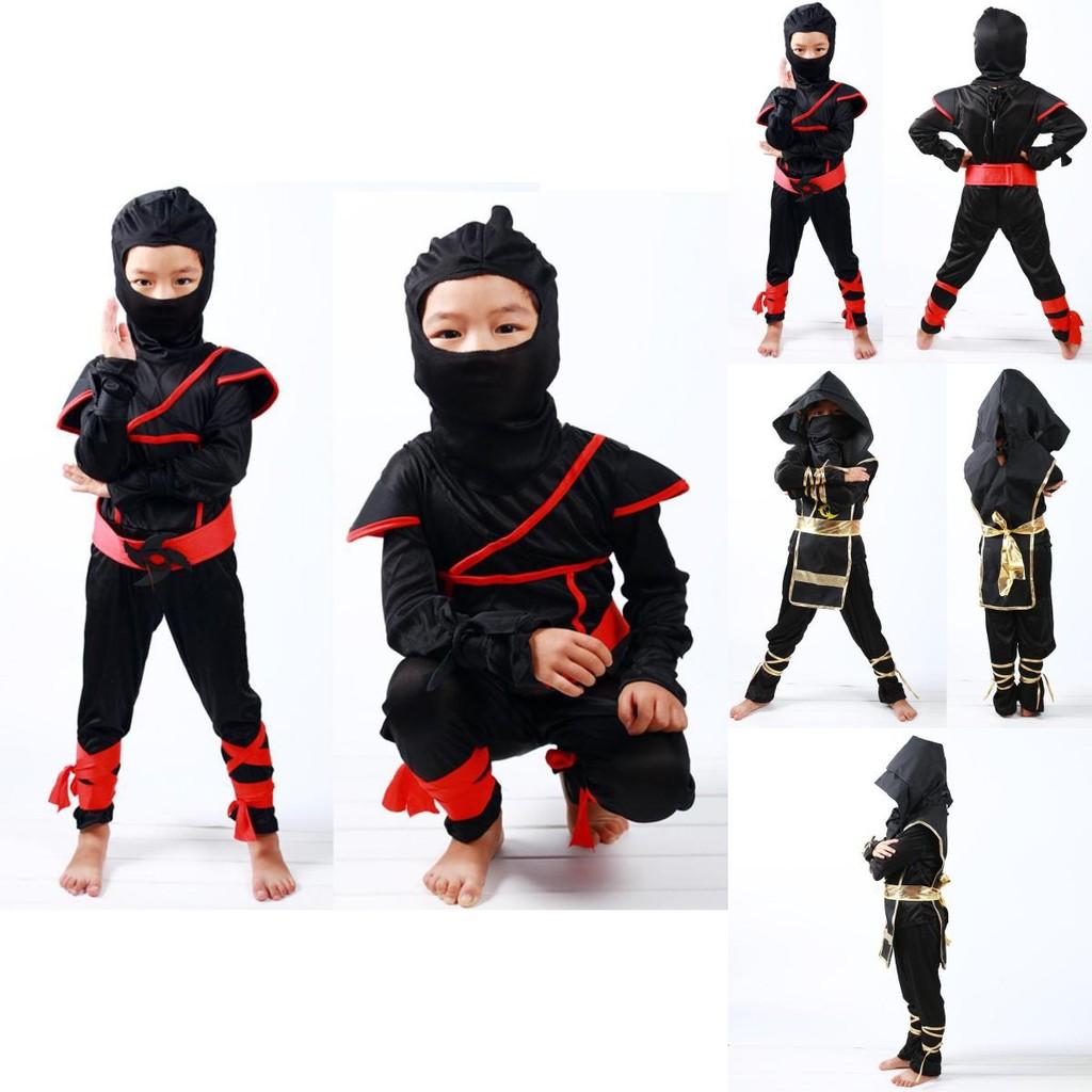 Authentic Japanese Warrior Boys Kids Ninja Assassin Fancy Dress Costume For Parties