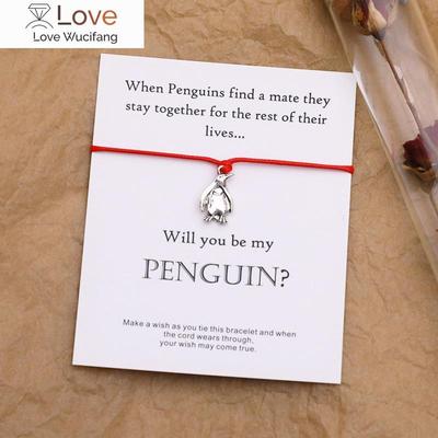 Braccialetto dei desideri del pinguino Braccialetto dell'amicizia con ciondolo del pinguino Braccialetto spirituale dell'animale del pinguino Gioielli del pinguino per le donne Uomini Regalo dell'amante