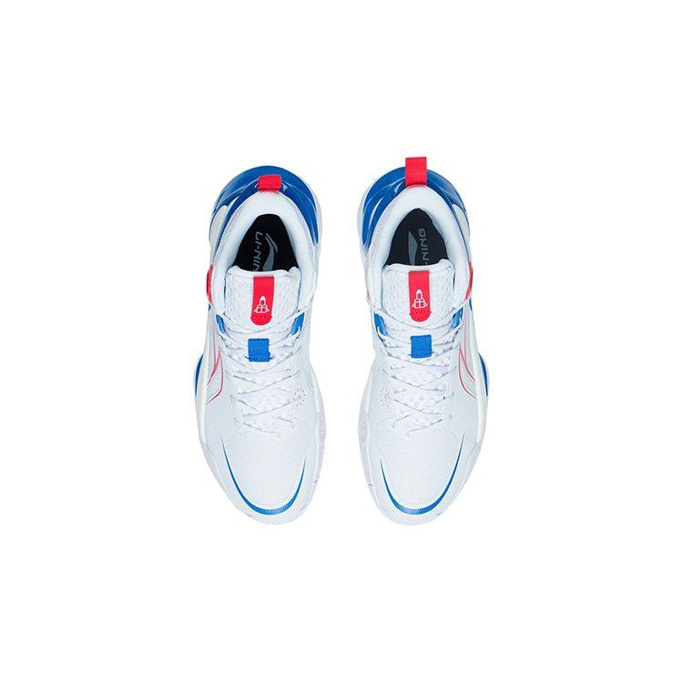 Li Ning Sonic 10 Youth Edition Abrasion Resistant Breathable Mid top Children's Basketball Shoes White Blue ABPS013-4