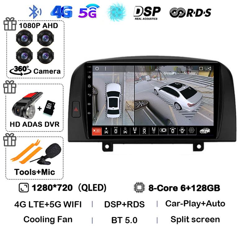 Android 14 Carplay 4G+WIFI Car Radio For Hyundai SONATA NF 2004 2005 2006 2007 2008 GPS Autoradio Multimedia Video Player Stereo