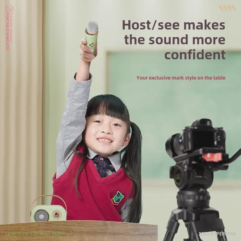 Retro Bluetooth KTV Microphone & Speaker: Portable Wireless Birthday Gift for Girls