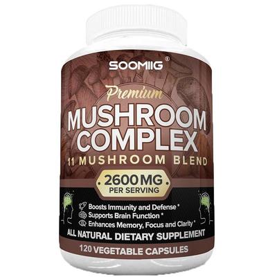 Soomiig Premium Mushroom Complex — 11-Mushroom Blend, 2600mg, 120 Veggie Capsules