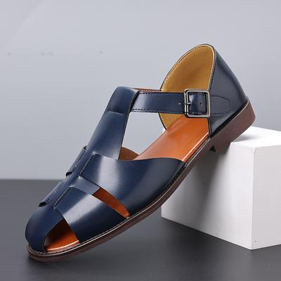 Fashion Summer Men's Fisherman Sandals High-Quality Comfortable Breathable With Cross -Buckle Toe Caps  Are Lightweight And Casual Shoes