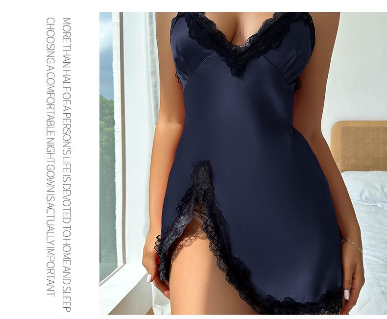 Women's Spaghetti Strap Imitation Silk Pajamas - Sexy & Comfortable Summer Nightgown, European & American Fashion Homewear.