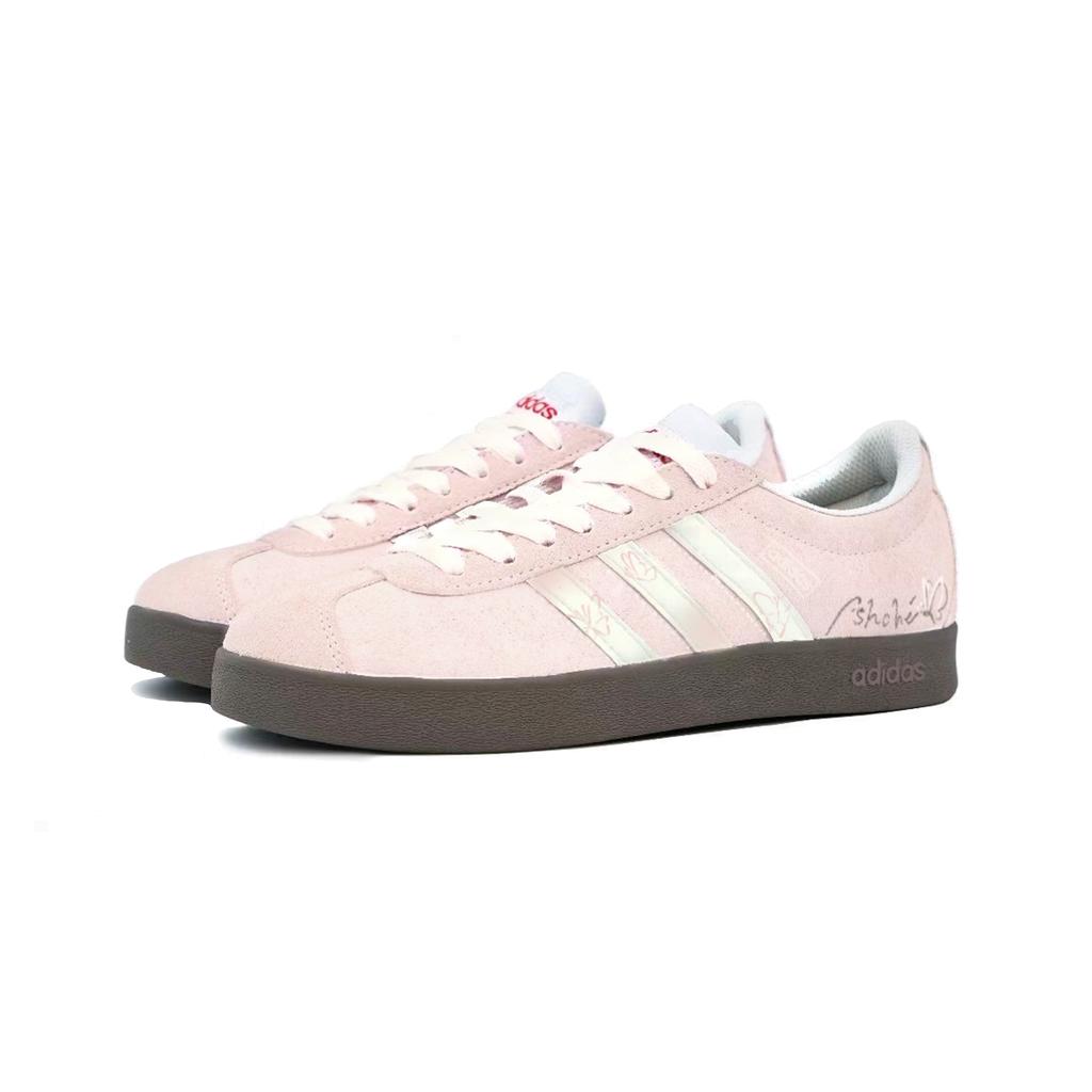 Adidas VL Court Pink Mist Butterfly Whisper Abrasion Resistant Lightweight Low top German Army Trainers Women's JS3003(Team1994-)